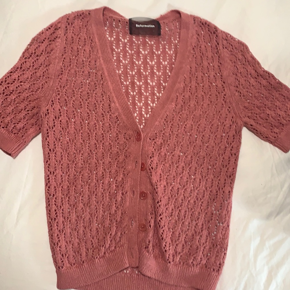 Reformation M linen cardigan